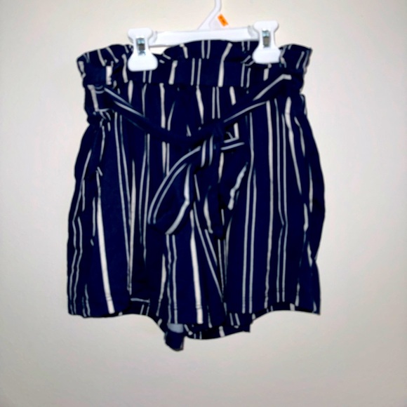 Shosho, navy blue and white striped shorts, size small - Picture 1 of 3